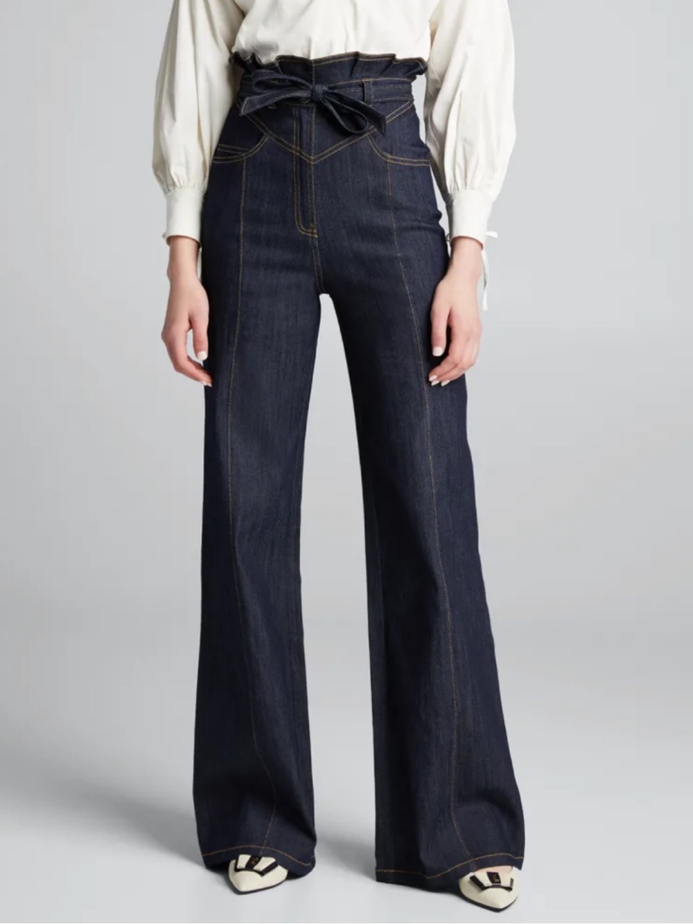 CINQ A SEPT Wendy pants NWT indigo wide leg stretch jeans paper bag 10